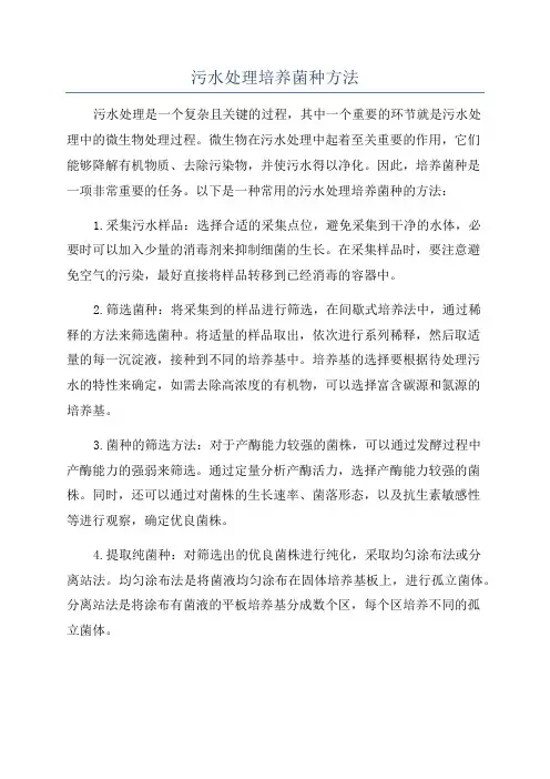 污水处理培养菌种方法