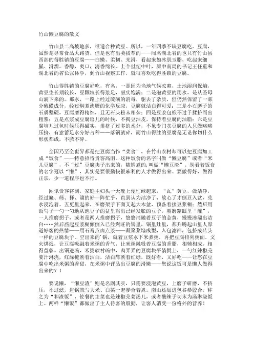 竹山懒豆腐的散文