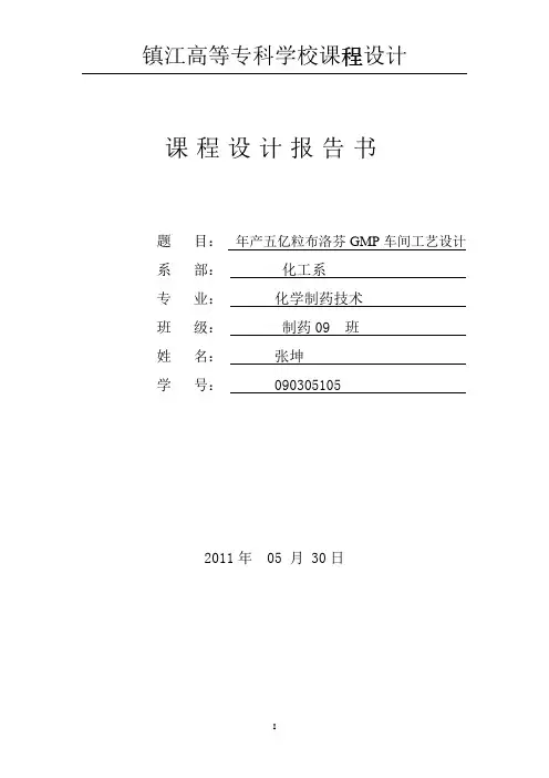 年产五亿粒布洛芬GMP车间工艺设计.