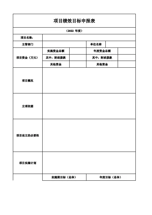 项目绩效目标申报表