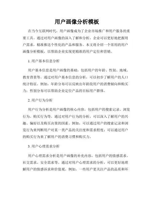 用户画像分析模板