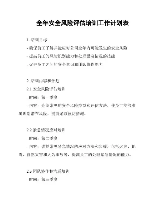 全年安全风险评估培训工作计划表