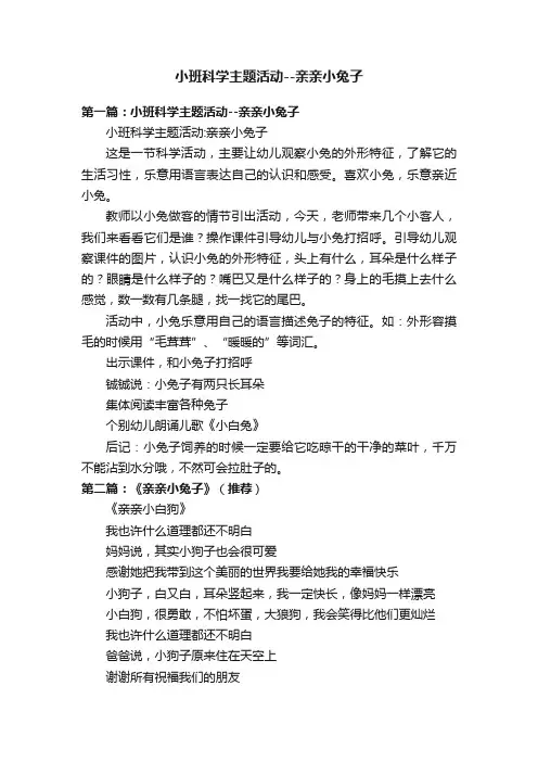 小班科学主题活动--亲亲小兔子