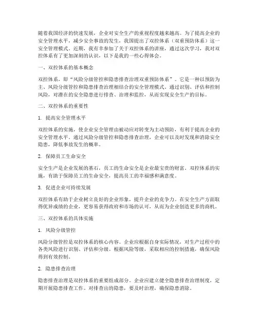 双控体系讲座心得体会