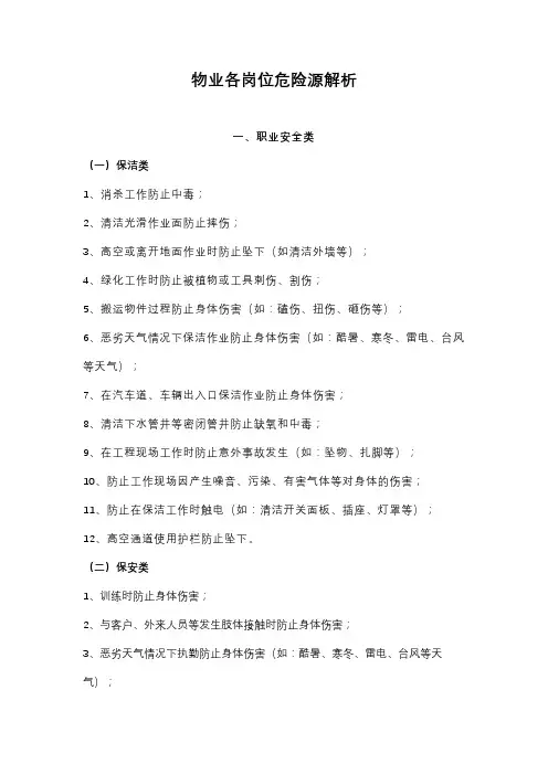 物业各岗位危险源解析