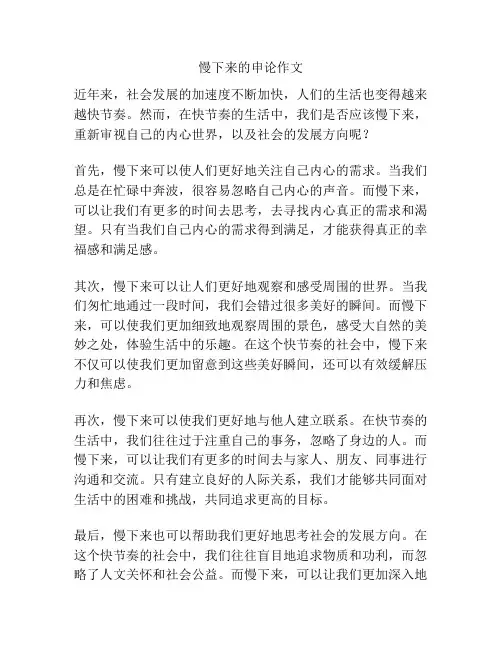慢下来的申论作文