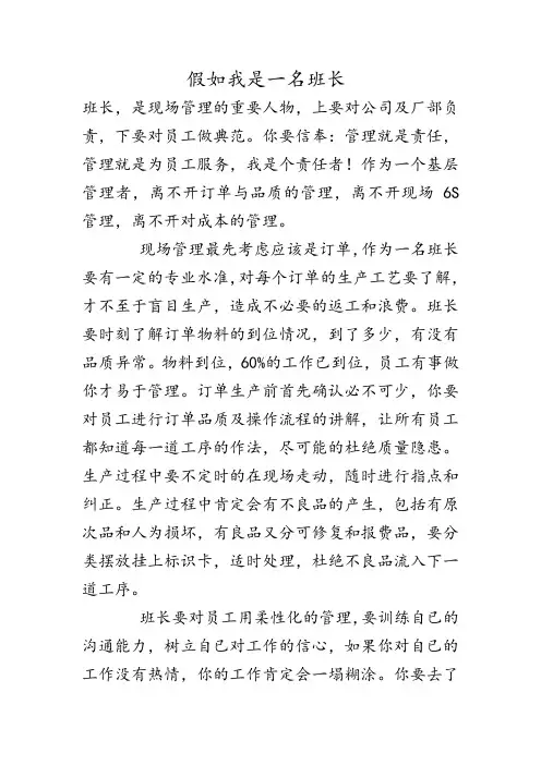 假如我是一名班长