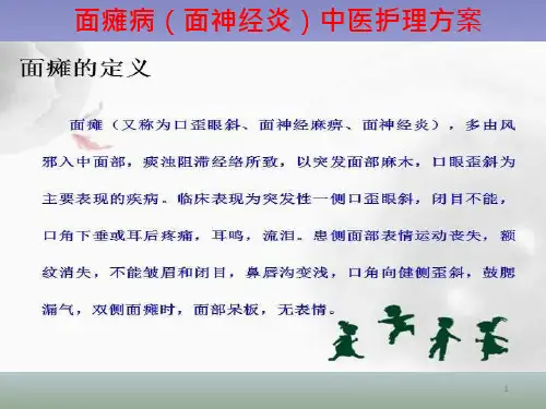 面瘫病(面神经炎)中医护理方案课件