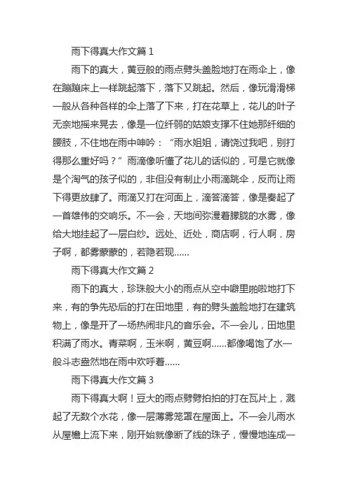 围绕中心意思写雨下的真大一篇作文