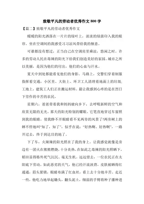 致敬平凡的劳动者优秀作文800字