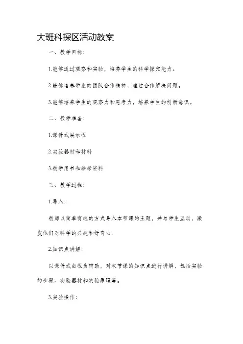 大班科探区活动市公开课获奖教案省名师优质课赛课一等奖教案
