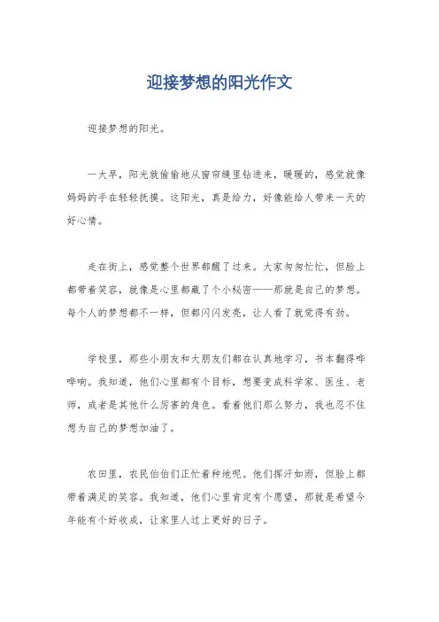 迎接梦想的阳光作文