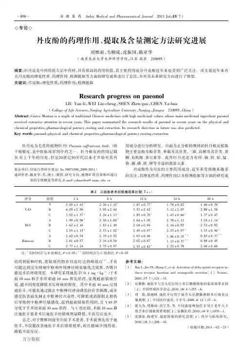 丹皮酚的药理作用、提取及含量测定方法研究进展