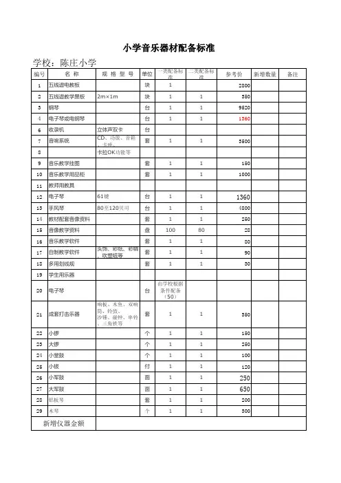 学校音乐器材配备统计表