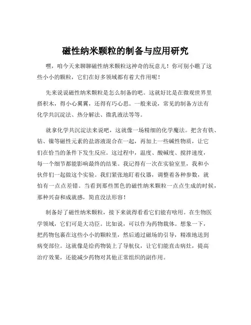 磁性纳米颗粒的制备与应用研究