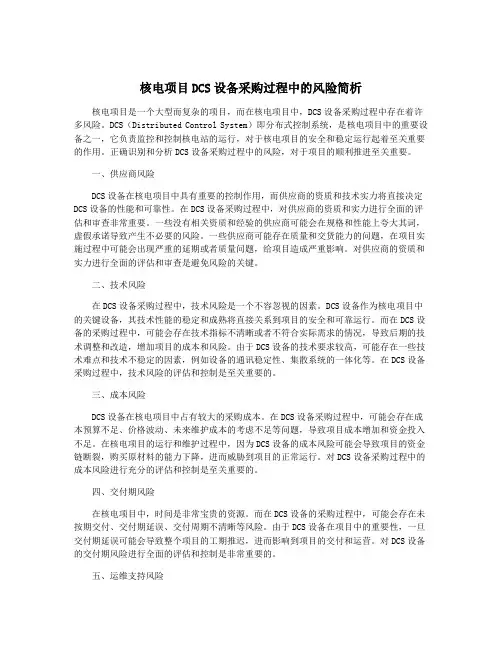 核电项目DCS设备采购过程中的风险简析