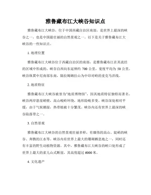 雅鲁藏布江大峡谷知识点