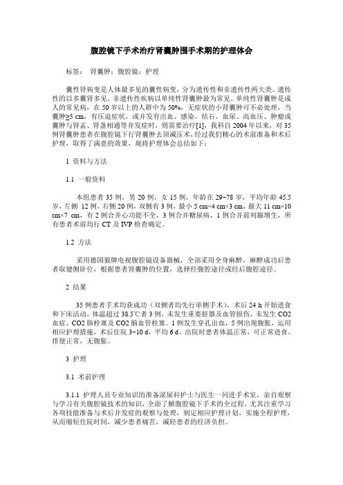 腹腔镜下手术治疗肾囊肿围手术期的护理体会