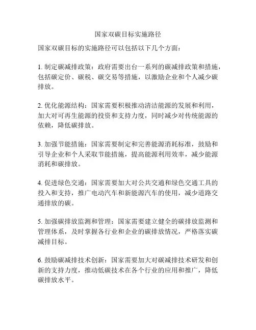 国家双碳目标实施路径
