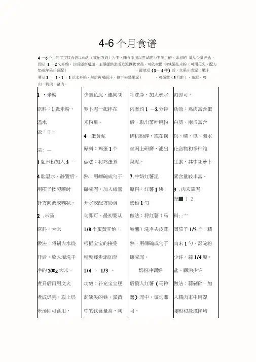 4-6个月食谱