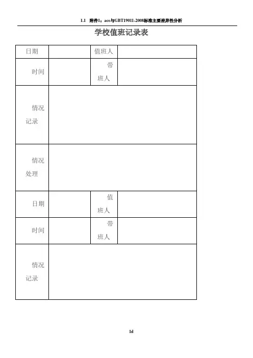 学校值班记录表