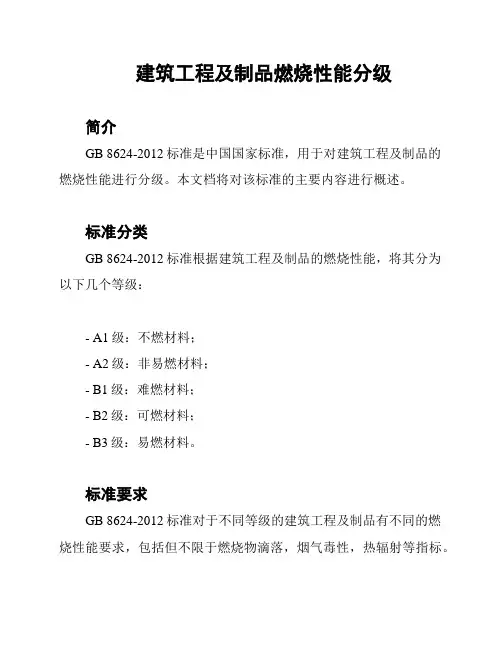 建筑工程及制品燃烧性能分级