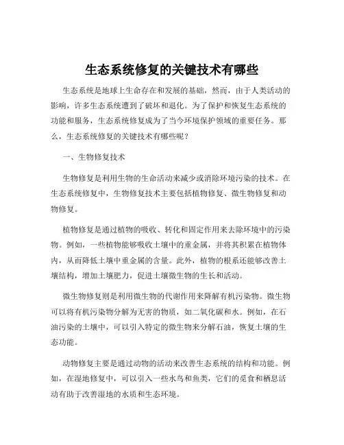 生态系统修复的关键技术有哪些