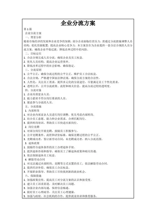 企业分流方案