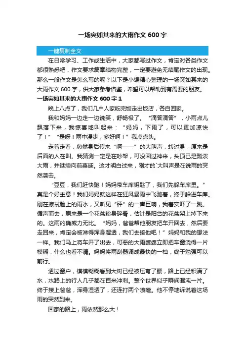 一场突如其来的大雨作文600字