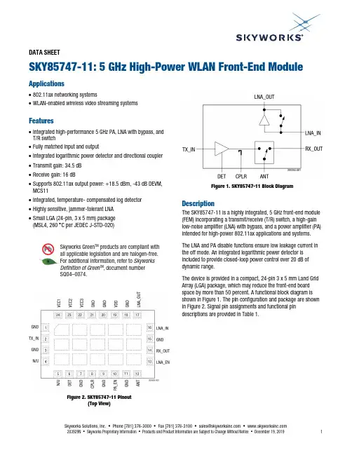 Skyworks Solutions, Inc. 5 GHz High-Power WLAN Fro