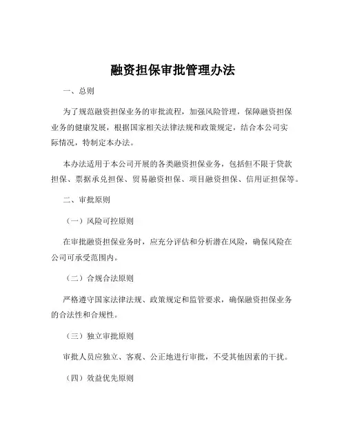 融资担保审批管理办法