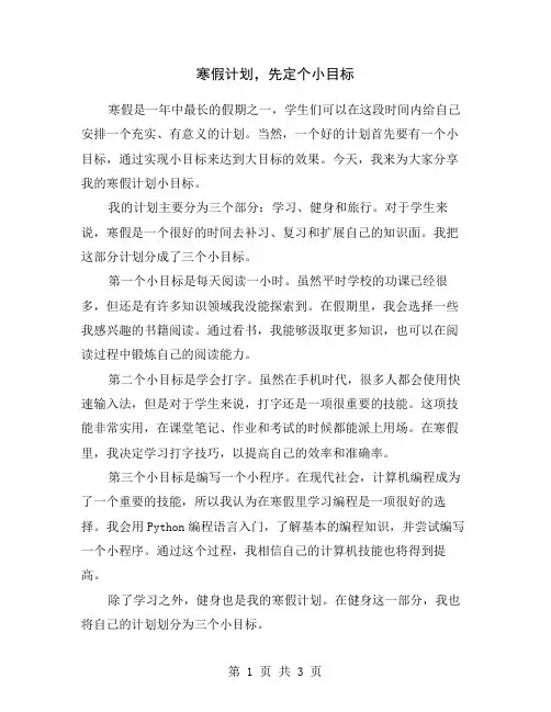 寒假计划,先定个小目标