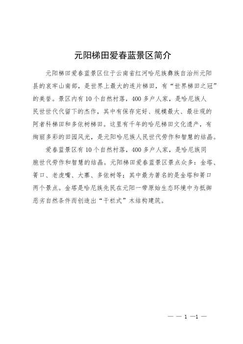 元阳梯田爱春蓝景区简介