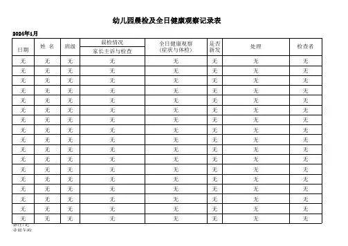 晨午检及全日健康观察记录表