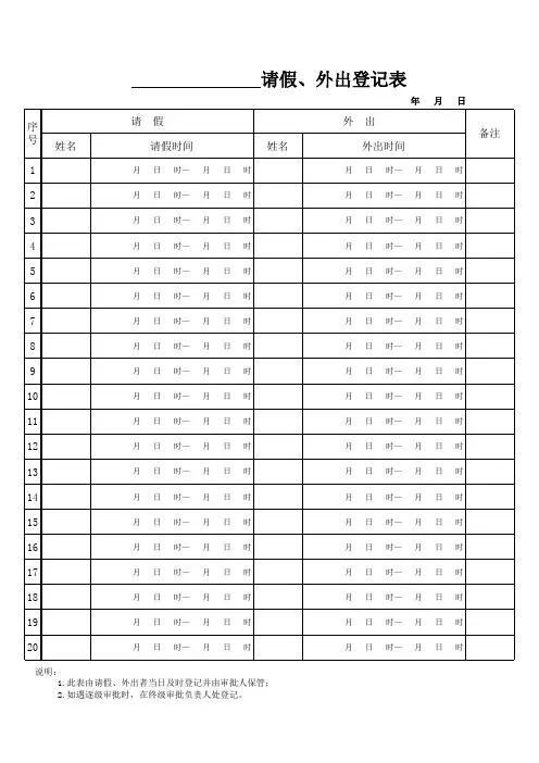 请假、外出登记表