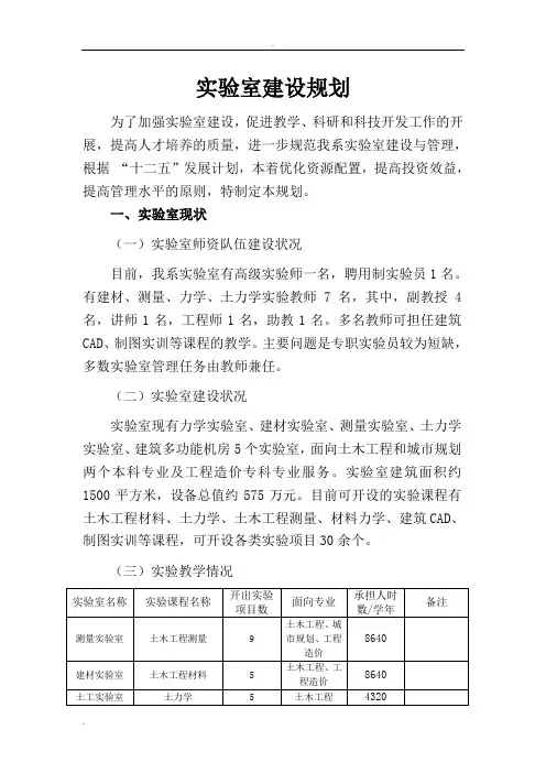 实验室建设规划