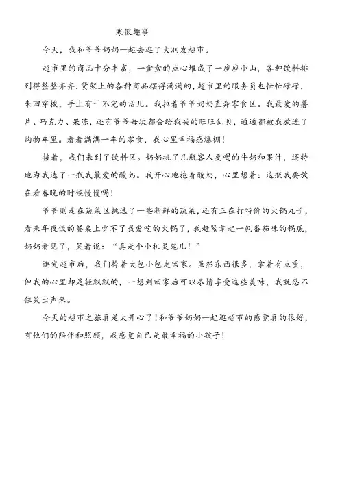 小学生寒假趣事作文逛超市买年货