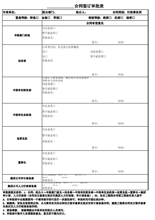合同审批表(行政事务类)