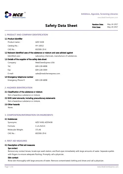 AZD-5438_SDS_MedChemExpress