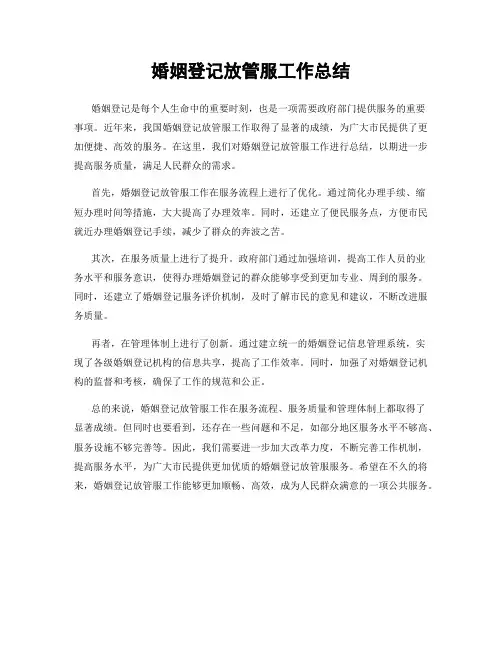 婚姻登记放管服工作总结