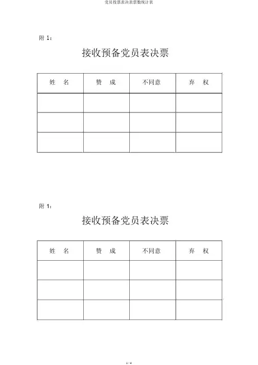 党员投票表决表票数统计表