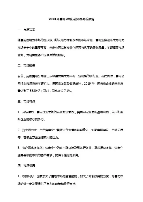 2023年售电公司行业市场分析报告