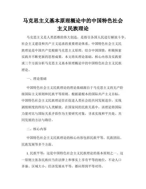 马克思主义基本原理概论中的中国特色社会主义民族理论