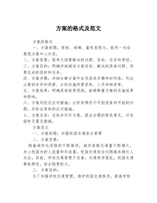 方案的格式及范文3篇