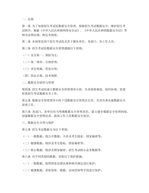 招生考试院数据安全管理制度模板