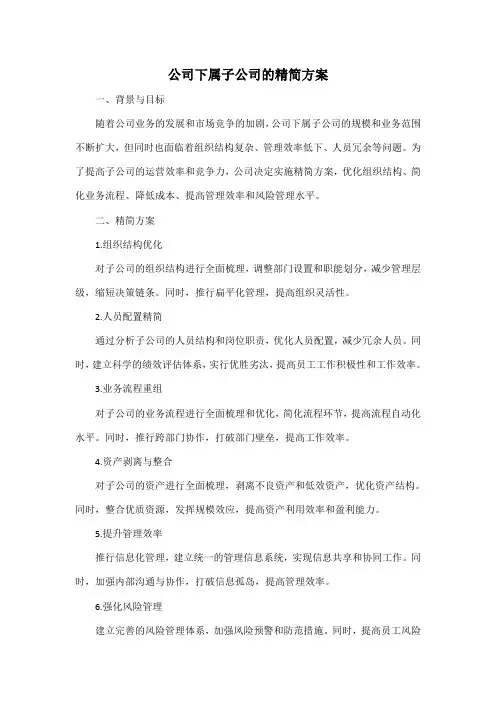 公司下属子公司的精简方案