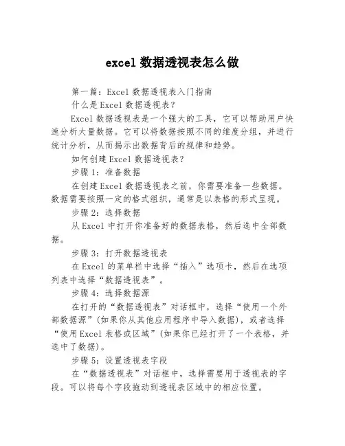 excel数据透视表怎么做
