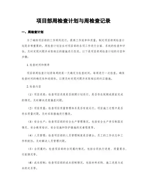 项目部周检查计划与周检查记录