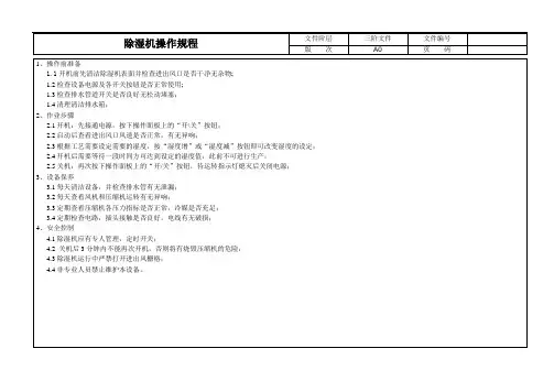 除湿机操作规程