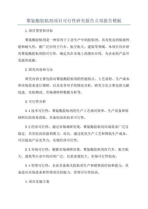 聚氨酯胶粘剂项目可行性研究报告立项报告模板